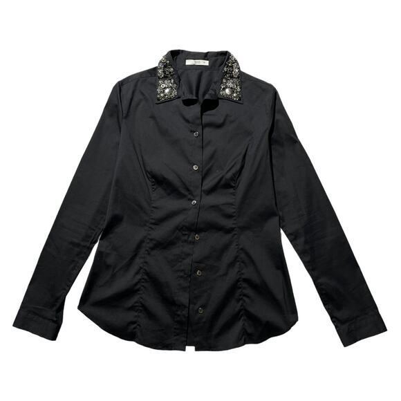 Crystal embellished collar button down - Picture 1 of 2